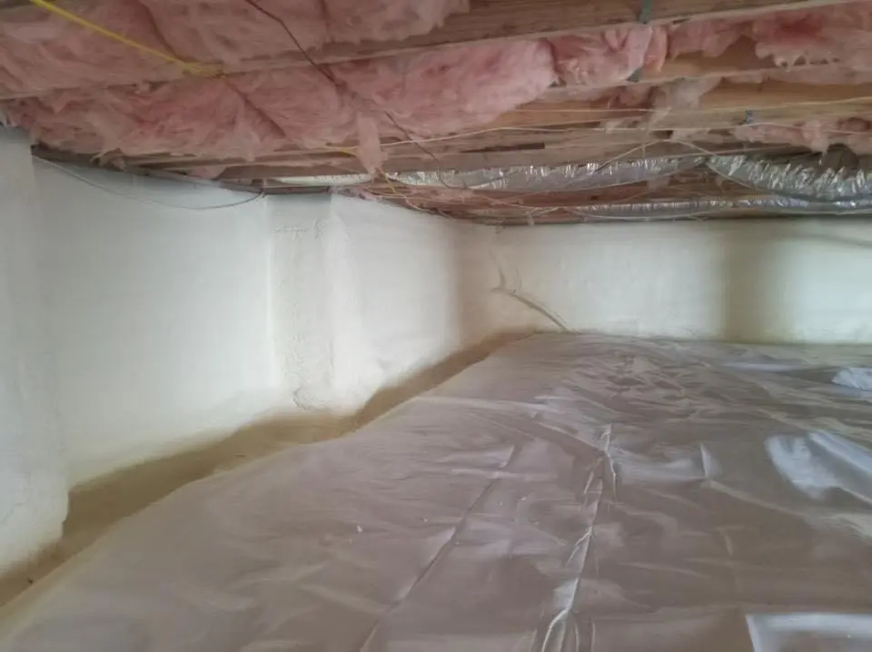 Crawl space encapsulation with closed-cell spray foam for Commercial Roof Restoration in Williamstown